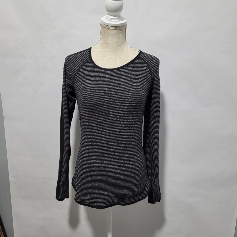 Women's Lululemon Reversible Long Sleeve Pullover Top Gray Stripes No Tag Small